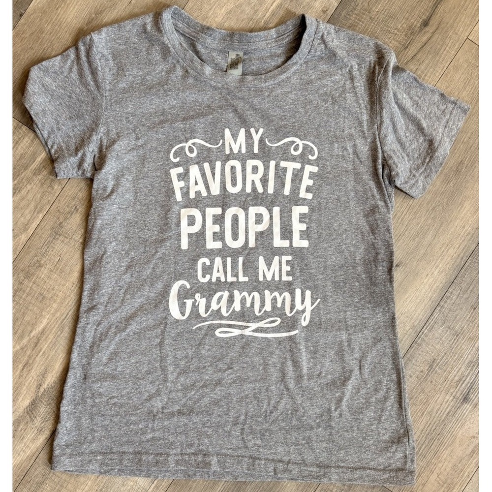 Instant Message Women M Grammy Shirt Gray Short Sleeve Graphic Tee Cute Gift